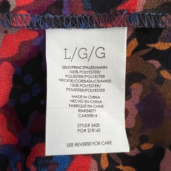 CAbi Sheer Abstract Print Blouse V-Neck Tie - Size Large - Style 3428 - Picture 5 of 5